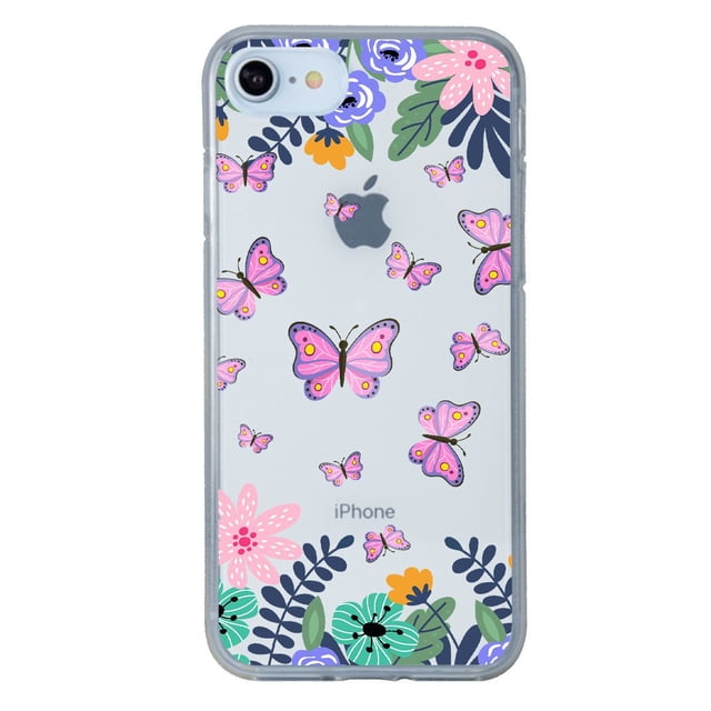 Funda Antigolpes InstaCase para iPhone SE 2020 mariposas y flores Uso rudo