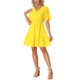 thumbnail image 1 of Vestido de verano bohemio de mujer con escote en V, cintura fruncida, dobladillo con volantes y capas de INSPIRE CHIC, amarillo, XS, 1 of 5