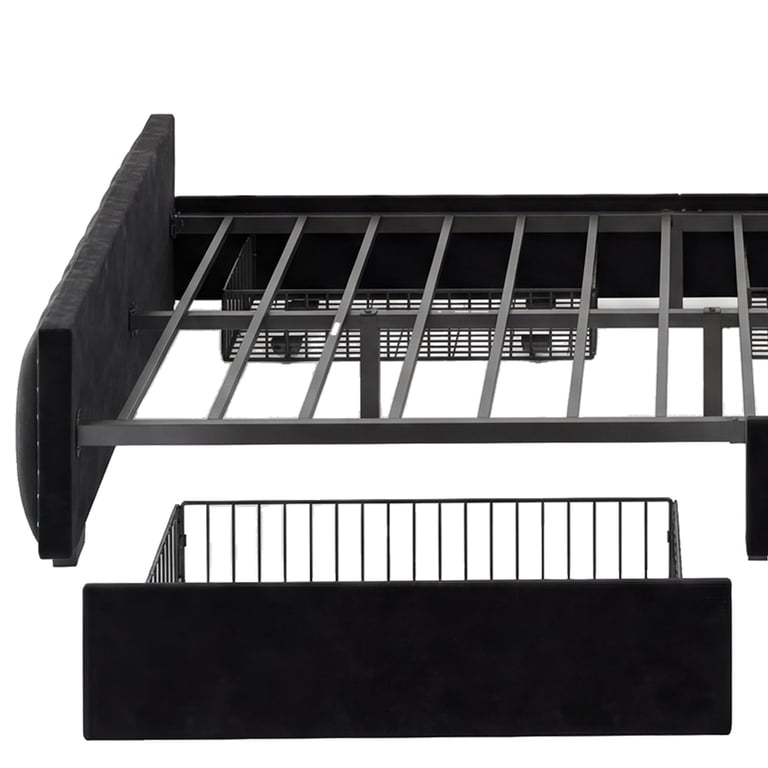 Uforic Queen Bed Frame with LED Lights and Storage Drawers photo 8