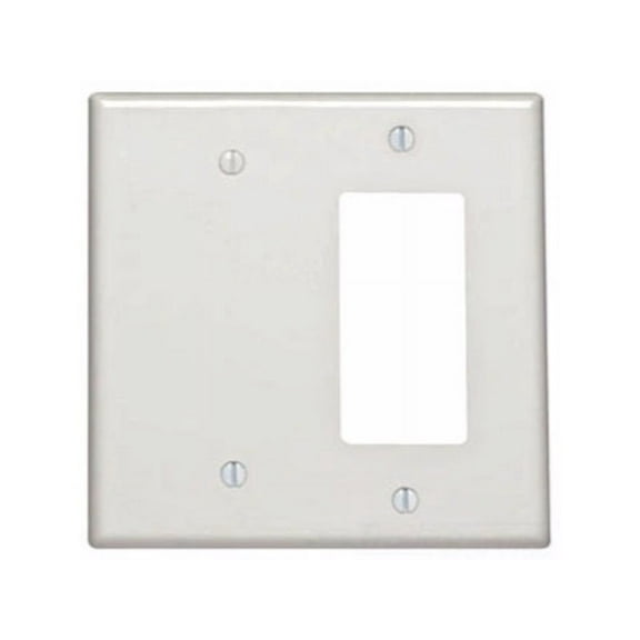 Leviton P1426-W 2-Gang 1-Blank Decora/GFCI Device Combination Wallplate, White