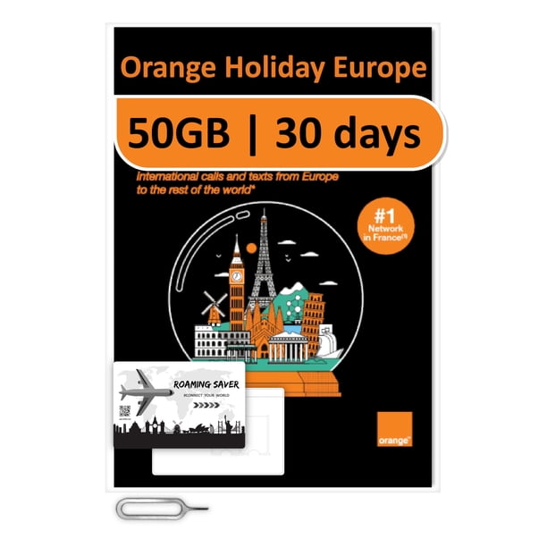 Tarjeta SIM prepago Orange Holiday Europa 50 GB de internet por 30 días
