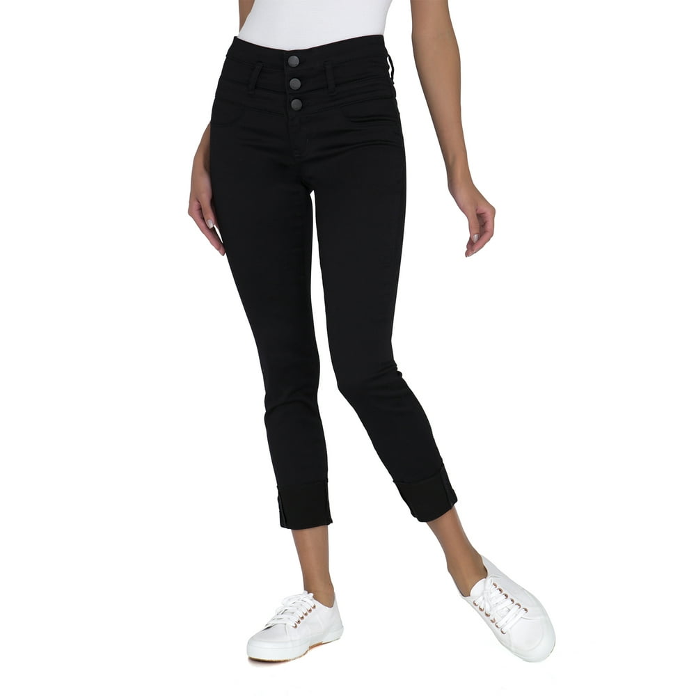 No Boundaries - No Boundaries Juniors' Triple Stack Ankle Wide Cuff Crop Jeans - Walmart.com