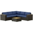 thumbnail image 1 of Outsunny 6-Piece Rattan Patio Furniture Set with Corner Sofa, Table, Blue, 1 of 10