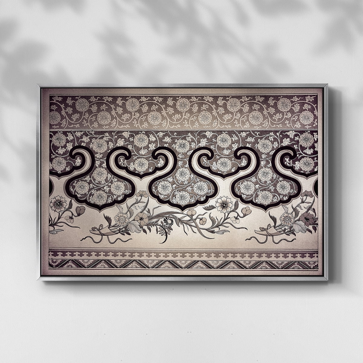 Vintage Abstract Print-XXV Framed in Silver Wood Gallery Wrapped Canvas 27 in. x 41 in.