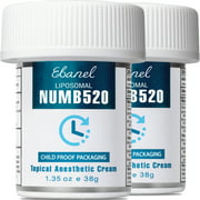 Ebanel 5% Lidocaine Numbing Cream Numb520 Anesthetic Pain Relief 1.35oz 2-Pack