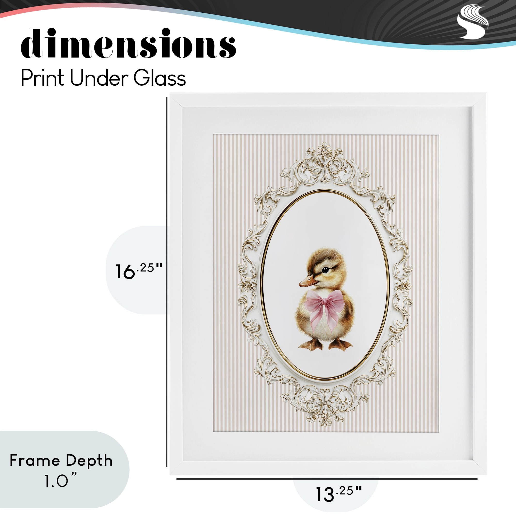 Stupell Industries Spring Gingham Baby Duck White Framed Print Under Glass, design by Christine Simpson Art