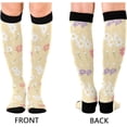 thumbnail image 2 of FREEAMG High Elasticity Compression Socks, High Knee Socks Adult Universal Leisure Relieve Fatigue,Colorful Flowers Travel Daily with Running (2 Pair), 2 of 7