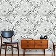 thumbnail image 5 of DAZLUTE Peel and Stick Removable Wallpaper White Black Floral Contact Paper Wallpaper,17.72" x 394", 5 of 8