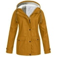 thumbnail image 2 of Pxiakgy Women Solid Rain Outdoor Plus Size Hooded Raincoat Windproof Jacket Coat Khaki L, 2 of 6