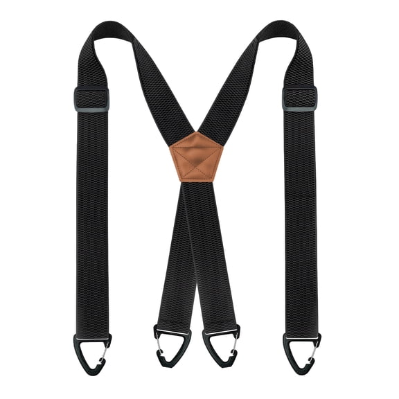 Suspenders for Men Under Clothing 1.5" Wide X Back Heavy Duty Mens Suspenders, Adjustable Elastic Braces, 4 Strong Metal Hook Clips Hidden Suspender for Men Jeans Work Dress Pants Trousers, Black