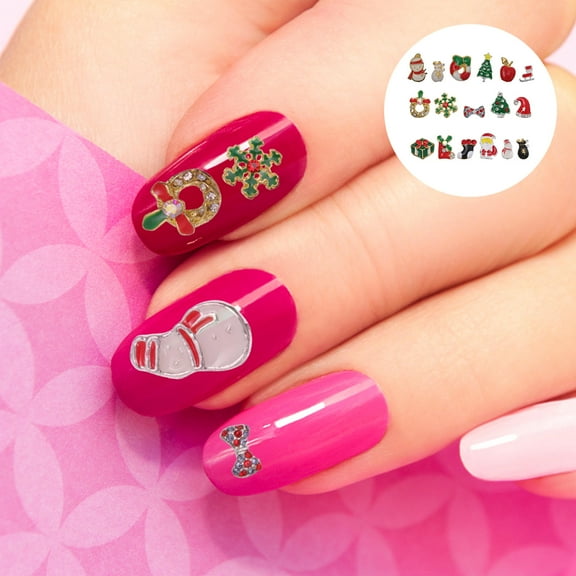 Luxshiny Alloy Nail Art Sticker Assorted Color DIY Christmas Nail Charm Rivet 20Pcs