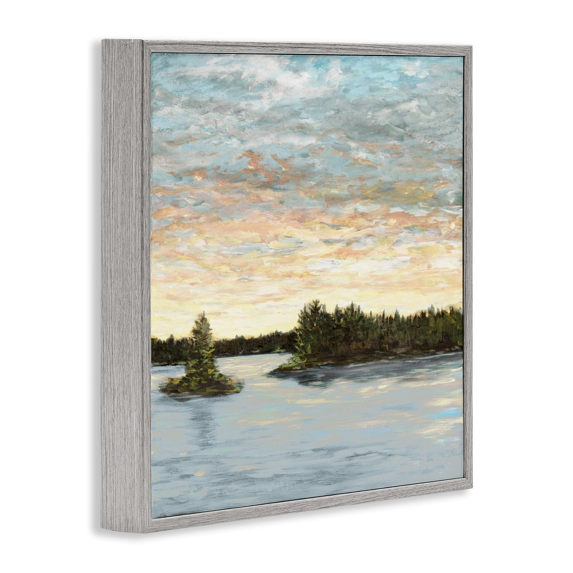 Stupell Industries Lake Shore at Sundown Gray Framed Giclee Art, design by Julie DeRice