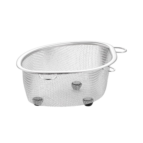 Stainless Steel Sink Drainage Basket with Suction Cups & Hooks – Wet/Dry Separation Rack for Straining, Storing Sponges, Food & Debris in Kitchen Sinks