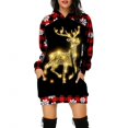 thumbnail image 2 of Vestido de noche de punto con estampado de árbol de Navidad para mujer, vestido de fiesta con capucha, moda de otoño, holgado, Sexy, Mini Festival, ropa femenina, 2 of 5