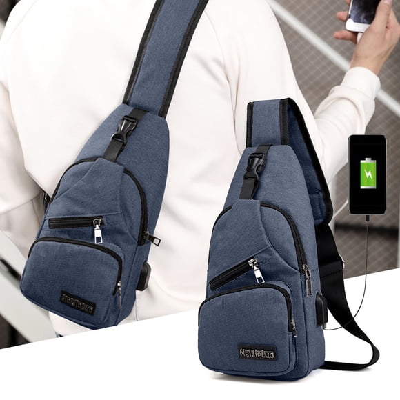 Vadktai Sling Crossbody Backpack, Cross Body Chest Bag, Shoulder Bag for Men Women, Lightweight One Strap Sling Bag Backpack for Hiking Walking Biking Travel Cycling USB Charger Port