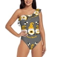 thumbnail image 2 of Yiaed Bee Kind Print Women One Piece Swimsuits Tummy Control One Shoulder Bathing Suits Pattern Ruffle Swimwear-Small, 2 of 8