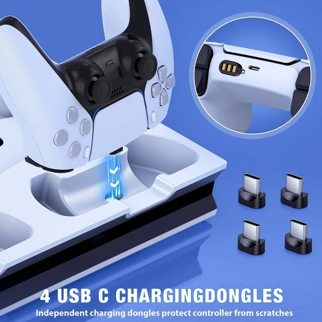 PS5 Stand Cooling Fan for PS5 Slim PS5 Pro with Dual PS5 Controller Charger,ESYWEN PS5 Accessories,PS5 Cooling Station for PlayStation 5 Disc & Digital Editions & PlayStation 5 Accessories-White