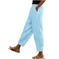 thumbnail image 1 of VEKDONE Womens Linen Long Pants Light Blue XXL, 1 of 6
