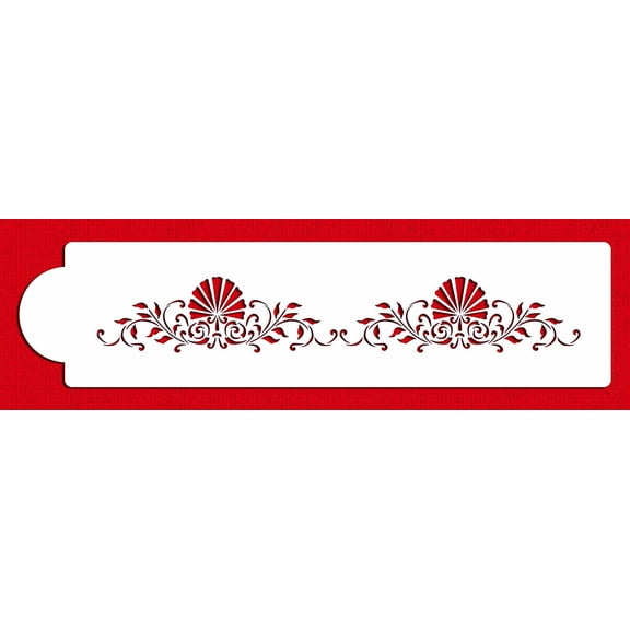 Designer Stencils C124t Formal Scallop Shell Cake Stencil Side, Beige/semi-transparent