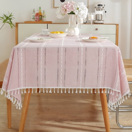 BKSDUEH Rustic Tablecloths Cotton Linen, Waterproof Tablecloths Burlap Table Cloths, for Kitchen Dining Cloth Table Cloths, for Rectangle Tables, 55''x70''