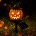thumbnail image 4 of Outdoor Solar Pumpkin Ground Lights with Witch Hat Top Hat, Auto On Off Halloween Decorative Landscape Lighting, 4 of 6
