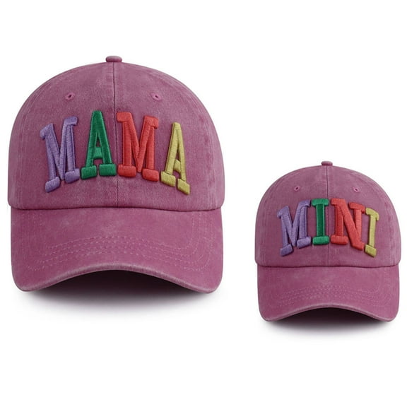 2PCS Mama and Mini Hats for Women Girls, Funny Adjustable Embroidered Cotton 3D Mom Daughter Baseball Cap