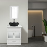 ELECWISH 24 Vanity Bathroom Cabinet with Mirror and Vessel Sink Bowl Faucet Combo Set