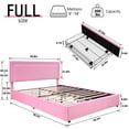 thumbnail image 3 of VECELO Full Size Bed with 4 Storage Drawers Upholstered Platform Bed Adjustable with Nailhead Trim Headboard Wooden Slats Support Bed Frame, Pink, 3 of 10