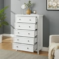 thumbnail image 2 of Cterwk Wood Dresser Closet Organizers Storage Cabinet with Handle, 5 Drawers Dresser for Living Room, Bedroom, White, 2 of 9