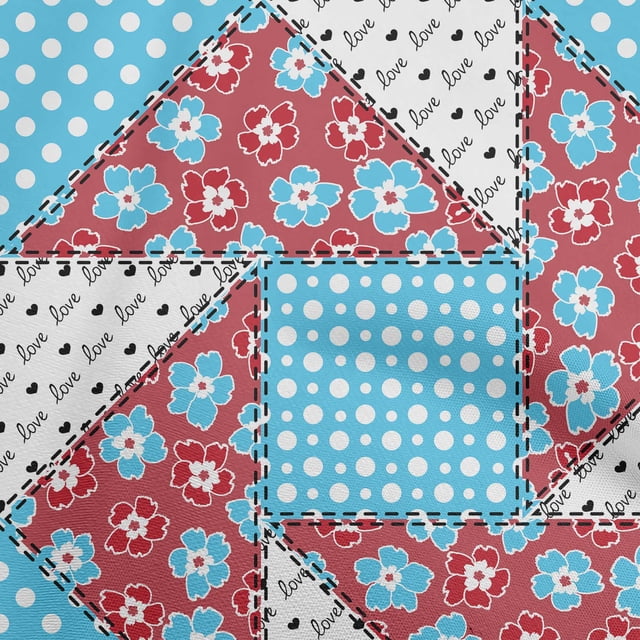 oneOone Rayon Light Blue Fabric Asian Floral Mix Patch Sewing Craft Projects Fabric Prints By Yard 56 Inch Wide