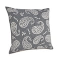 thumbnail image 5 of LR Home Ox Bay Hand-Woven Gray/White Paisley All-Natural Cotton Pillow Cover, 5 of 8