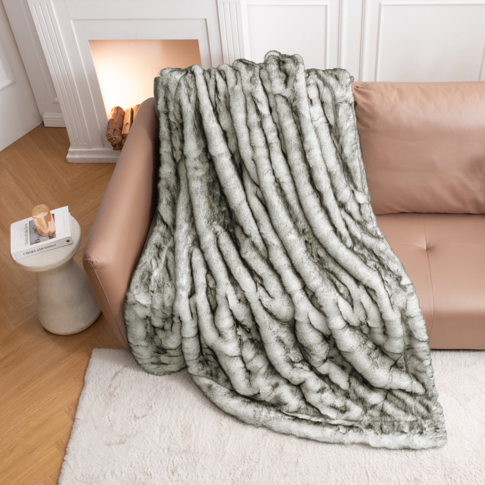 Cozylore Luxury Faux Fur Throw Blanket for Bed Super Thick Warm Long Fluff Fuzzy Blankets for Bedroom Living Room, 60" x 80", White
