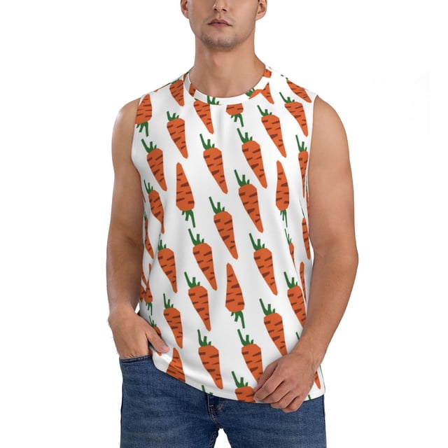 Fotbe Carrot Men's Camiseta sin Mangas Estampada para Hombres, Playera Casual para Gimnasio, Entrenamiento, Playa-3X-Large
