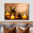 thumbnail image 3 of wall26 Canvas Print Wall Art Candles with Massage Stones in Romantic Brown Atmosphere Floral Nature Photography Realism Bohemian Scenic Relax/Calm Cool for Living Room, Bedroom, Bathroom - 32"x4, 3 of 5