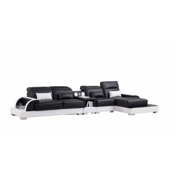 American Eagle AE-LD812L-BK.W Black/White Multi-Color Faux Leather Sectional Set