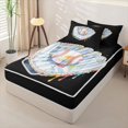 thumbnail image 2 of Homewish Pastel Striped Baseball Glove Print Zipper Full Size Comforter Sets with Fitted Sheet and 2 Pillowcases,Cute Sports Zipper Bedding Set For Kids Boys And Girls,Reversible,4-Piece, 2 of 7