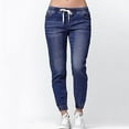 Elastic Plus Loose Denim Jean Cargo Pants for Women Baggy Drawstring