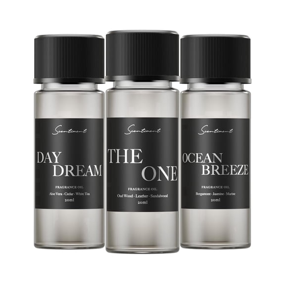 Scentiment Hotel Scents Diffuser Oil Discovery Set – Top 3 Luxury Fragrance Oils | 20ml | Cardamom, Tuscan Leather & Sandalwood Scent