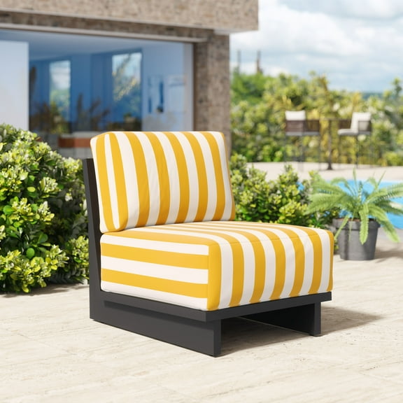 Shoreline Accent Chair Yellow Accent Chair, Modern Style, Removable and washable cushion cover, Aluminum, Outdoor Living