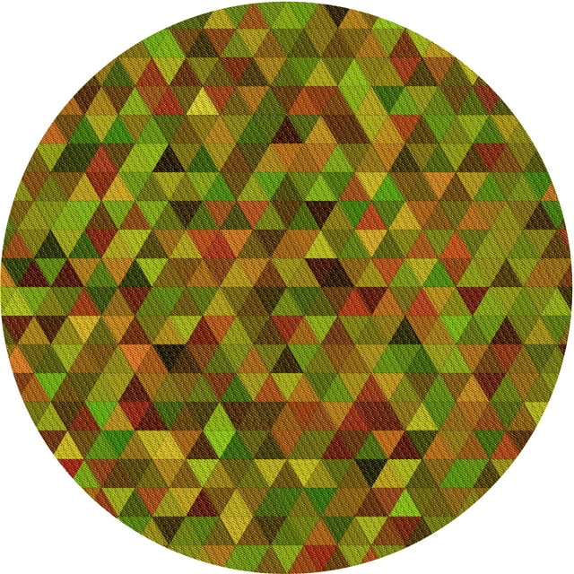 Ahgly Company Machine Washable Indoor Round Transitional Pistachio Green Area Rugs, 4' Round