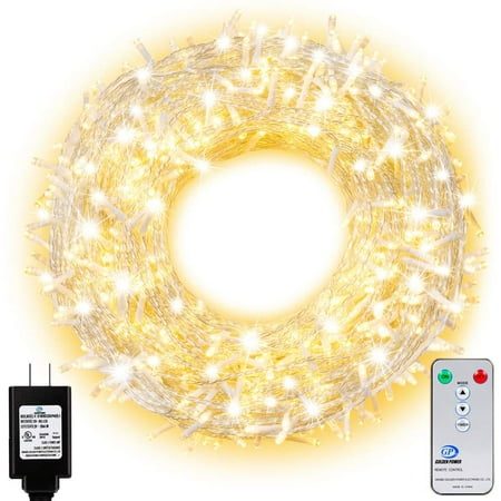 Outdoor Light Remote Control Ollny Outdoor String Lights 800 LEDs 330ft Fairy String Lights for Outdoor Indoor Christmas with Remote Control and Timer Plug in Wedding Party New Year Wall Decorative Lights Warm White 8 Modes Water ()