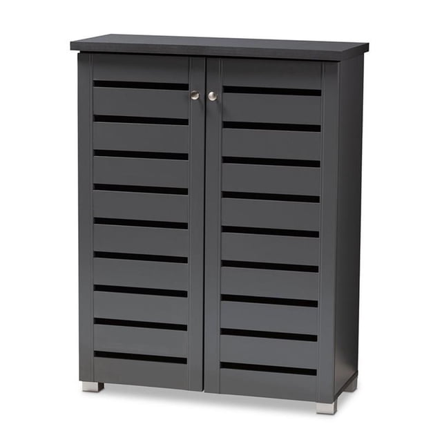 Baxton Studio Adalwin Armoire à Chaussures d'Entrée en Bois à 2 Portes, Gris Foncé