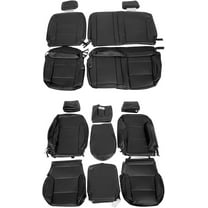 Kojem Artificial Leather Seat Cover Kit for 2014-2018 Chevy Chevrolet Silverado LT Double Cab Full Car Seat Protector Black