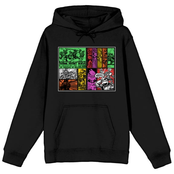 TMNT Comic Origins Long Sleeve Black Adult Hooded Sweatshirt-Medium