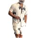 thumbnail image 1 of Hombres hawaianos de manga corta Tops + shorts Beach Stand-up Collar camisa impresa verano Casual camisas traje Pompotops oipoqjl35785, 1 of 8