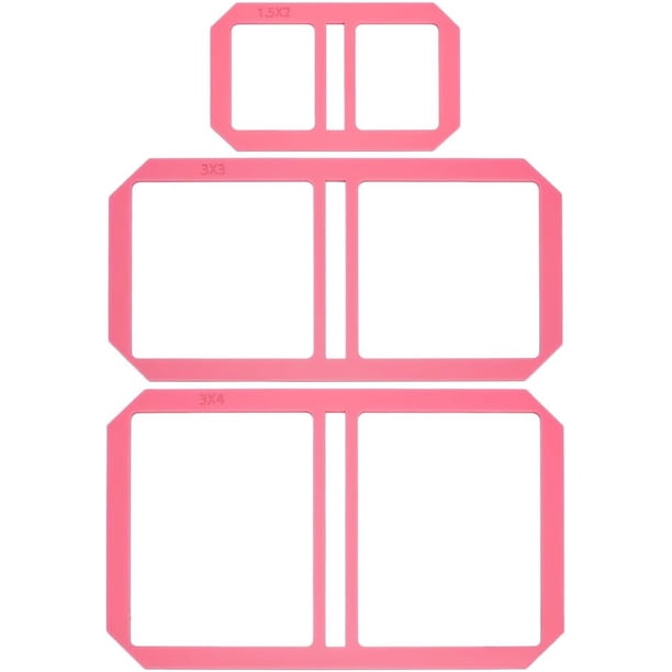 Juego de 3 miniherramientas rosas para encuadernación: notas adhesivas acrílicas, guía para encuadernación, plantilla, regla y herramienta para scrapbooking.