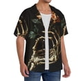 thumbnail image 2 of Daiia Skeleton Hand Rose Butterfly Men's Linen Shirts Short Sleeve Casual Shirts Button Down Shirt for Men Beach Summer Wedding Shirt-X-Large, 2 of 6