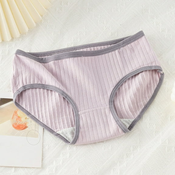 lulshou Womens Underwear Cotton Mid-Waist Soft Skin-Friendly Briefs Breathable & Comfortable for All-Day Wear Women's Panties, Purple, XL