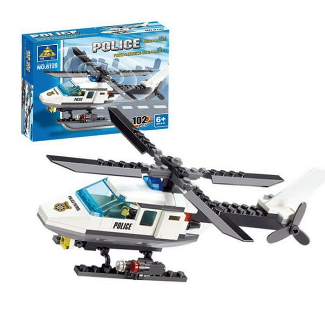 102 Uds. Helicóptero de policía bloques de construcción creativos DIY serie de policía de ciudad niños ladrillos juguetes regalos para niños,102pcs