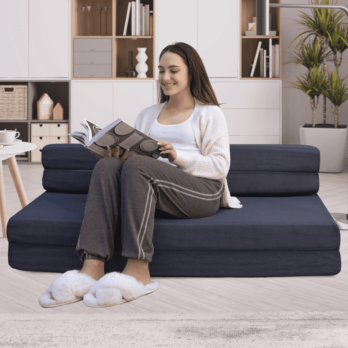 Milliard Tri-Fold Foam Adults 4.5 inches Foam Folding Mattress and Sofa Bed Queen (78" x 58") Foam